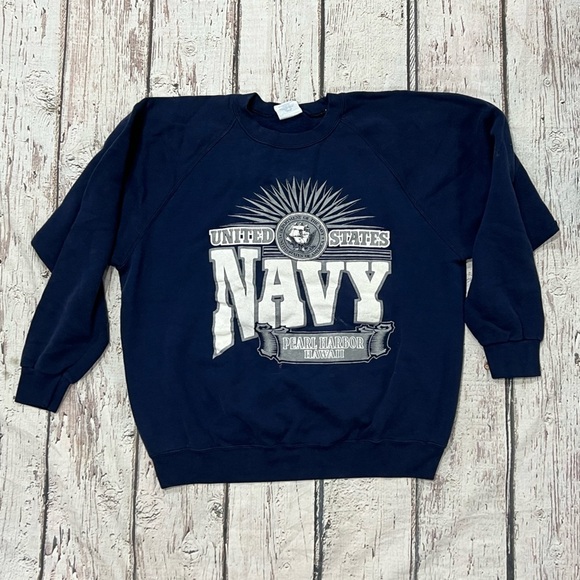 Vintage 1980s United States Navy Pearl Harbor Hawaii 80s Crewneck Sweatshirt - Picture 1 of 5